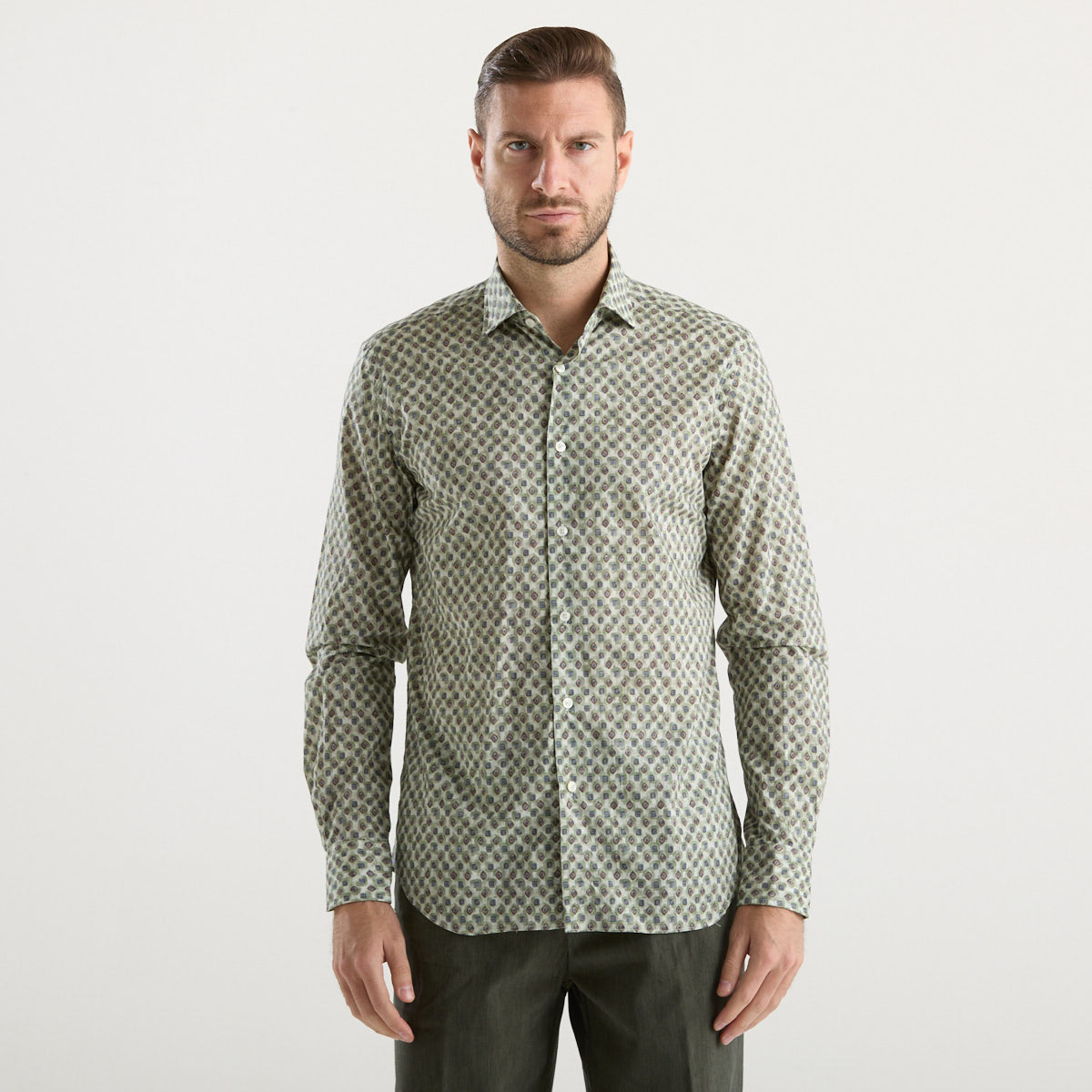 Xacus camicia in fantasia in tessuto verde
