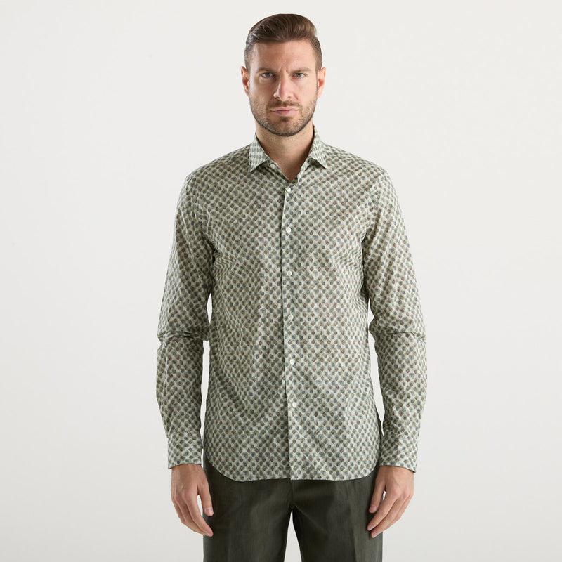 Xacus camicia in fantasia in tessuto verde