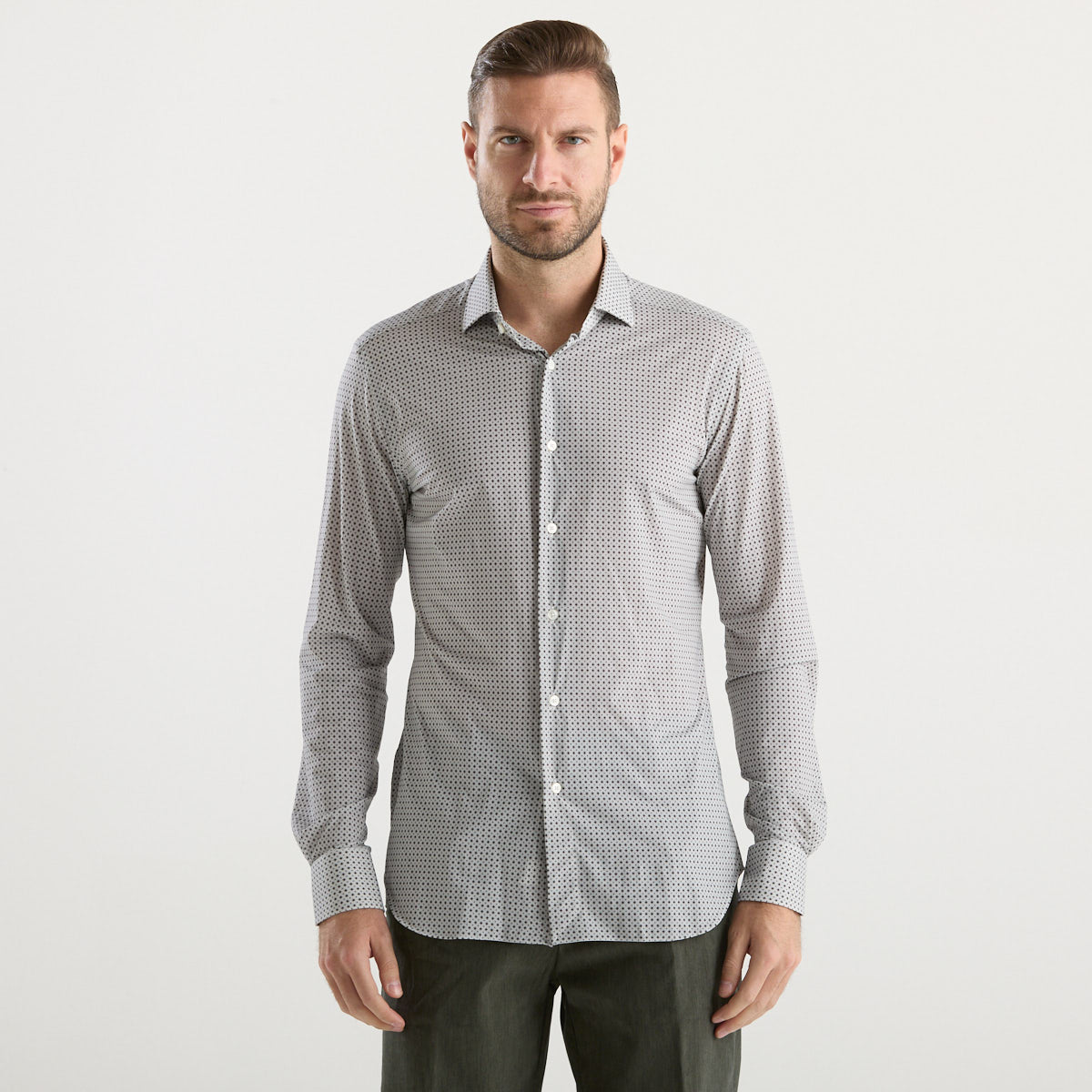 Xacus camicia in micro fantasia tessuto grigio