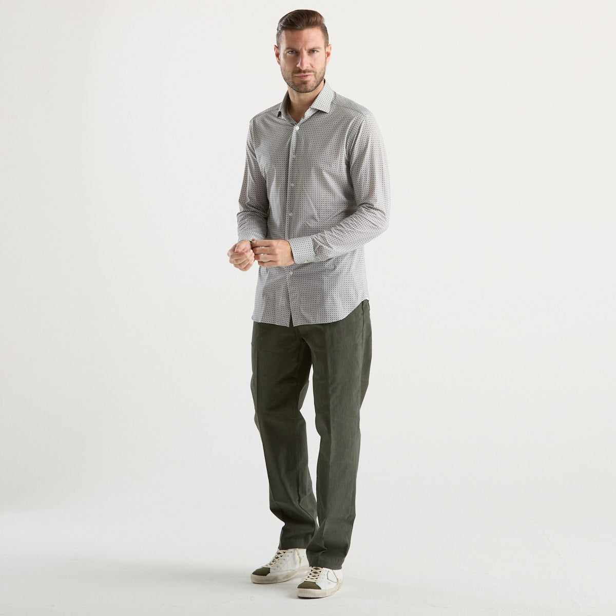 Xacus camicia in micro fantasia tessuto grigio