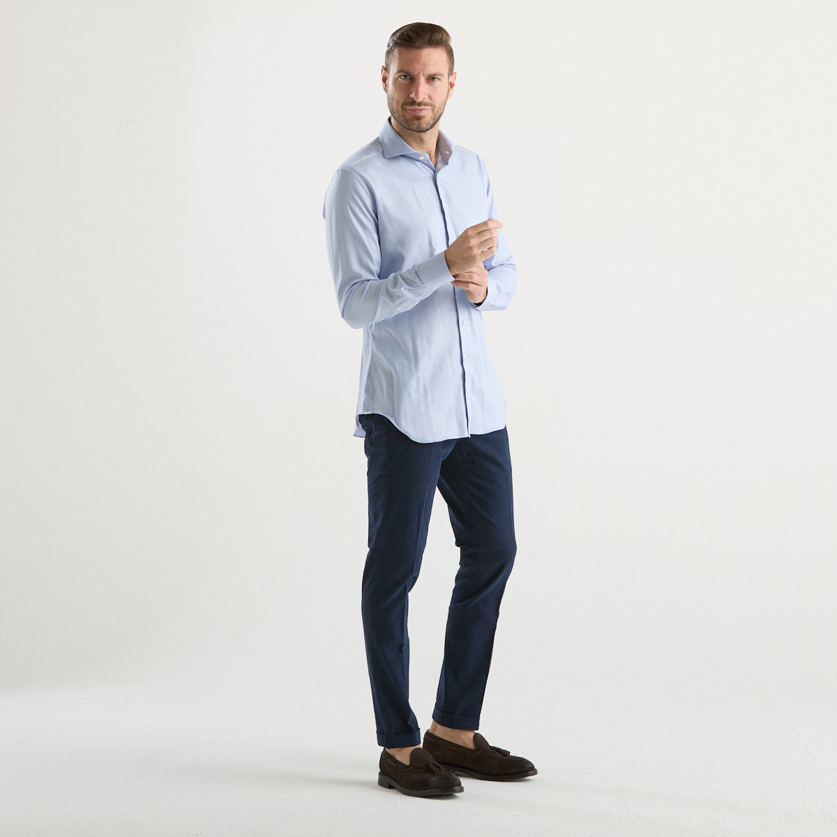 Xacus camicia in tessuto azzurra