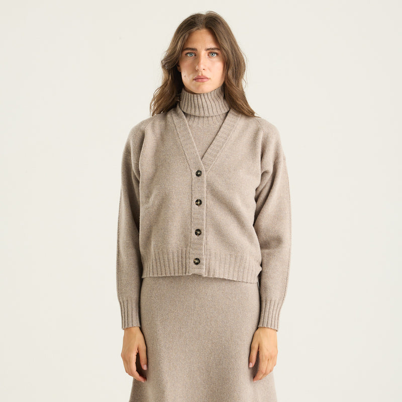 Solotre cardigan in tessuto tortora