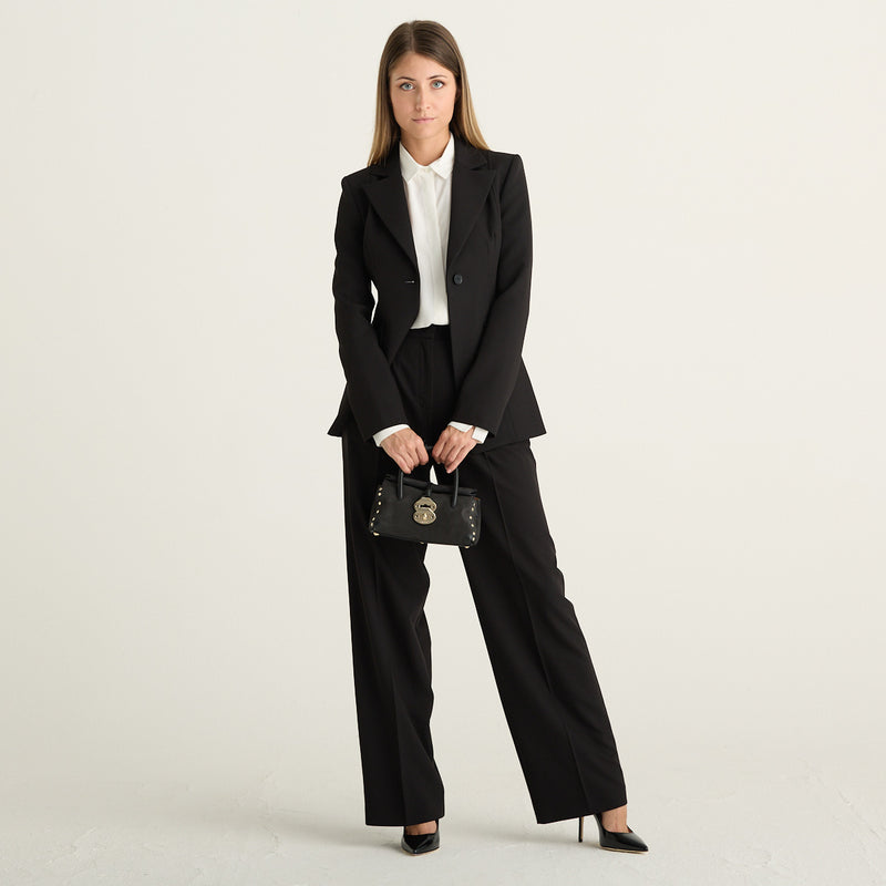 Patrizia Pepe Blazer Donna Nero Monopetto Elegante con Rever a Lancia e Vita Sagomata