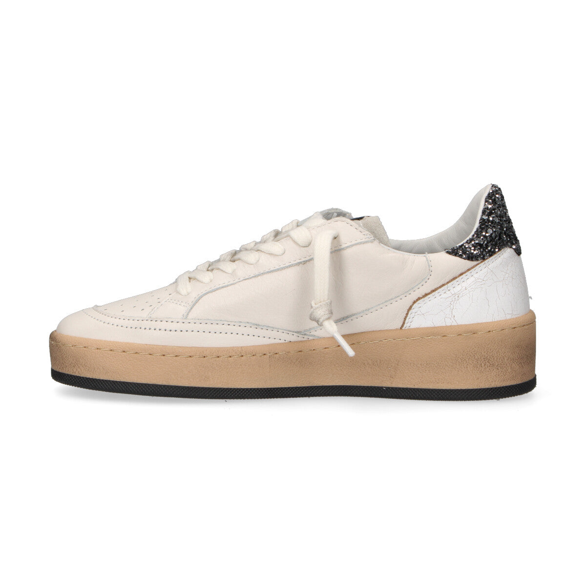4B12 sneaker Playnew in pelle bianca e glitter