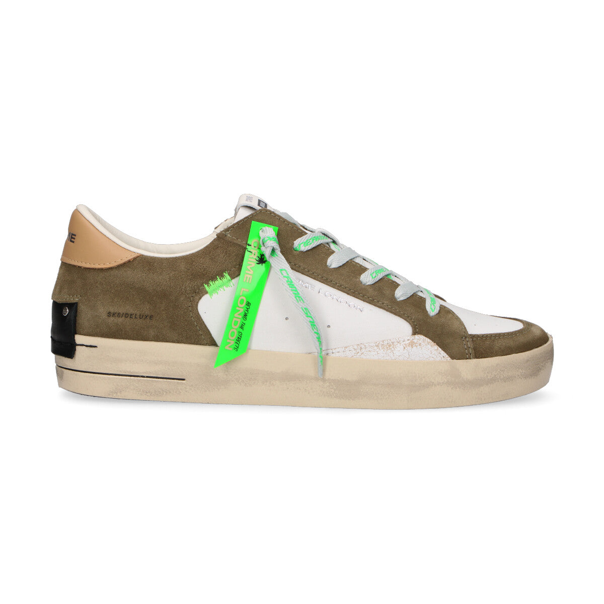 Crime London sneaker Sk8 Deluxe in camoscio verde