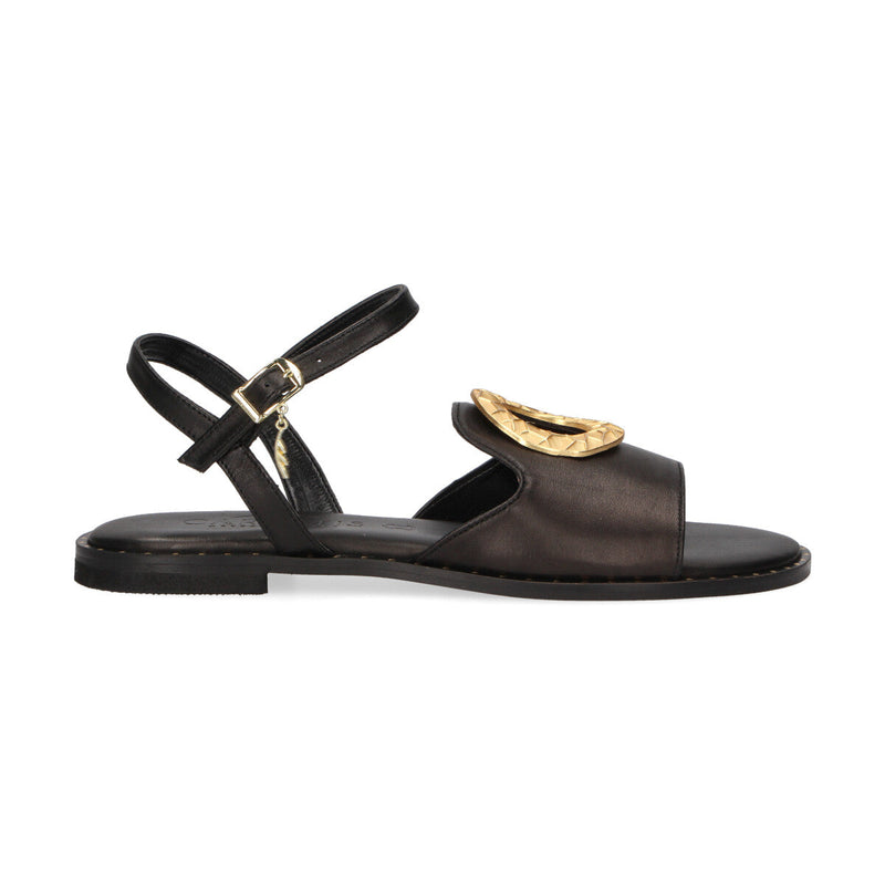 Caryatis sandalo con gioiello pelle nera