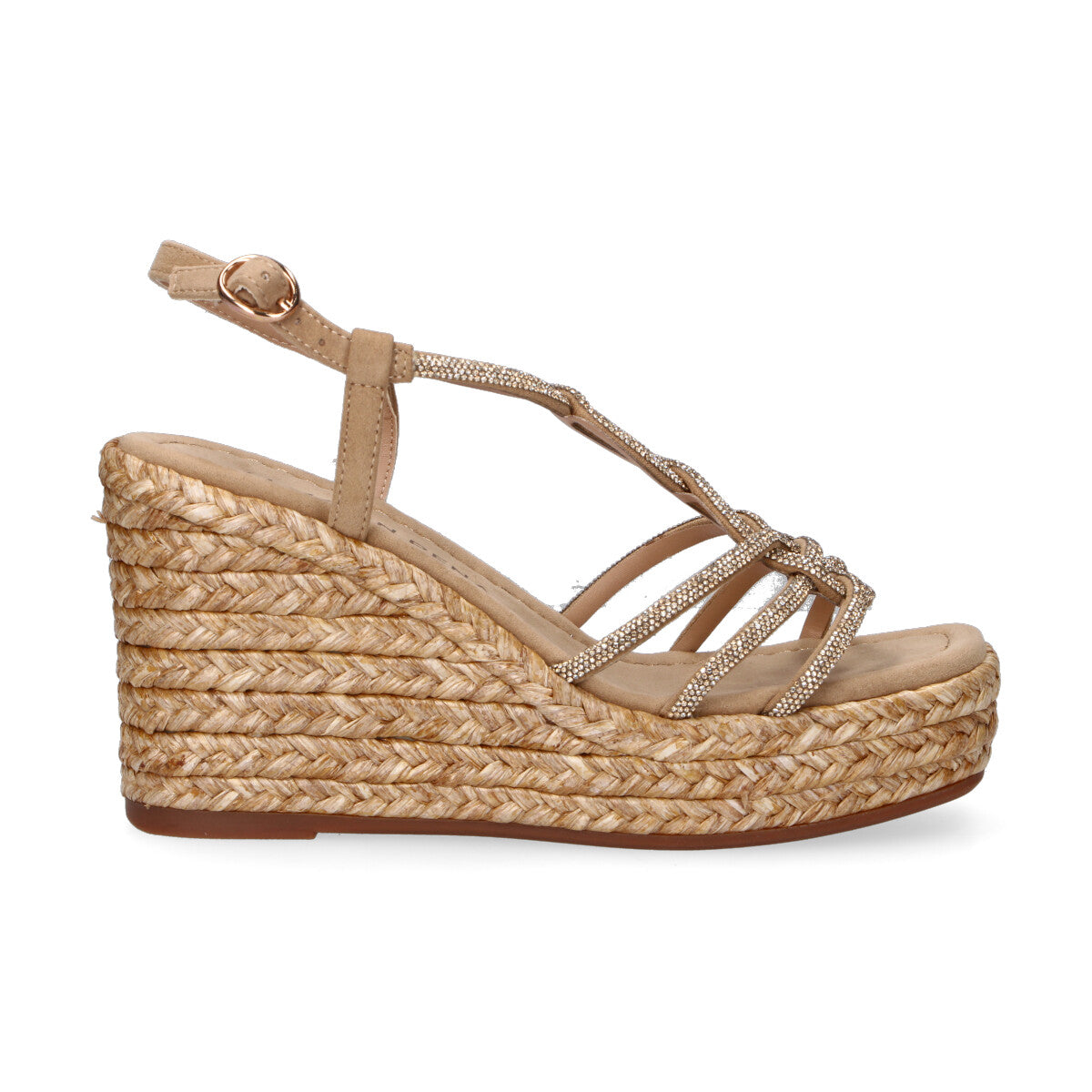 Alma en Pena sandalo zeppa con strass beige
