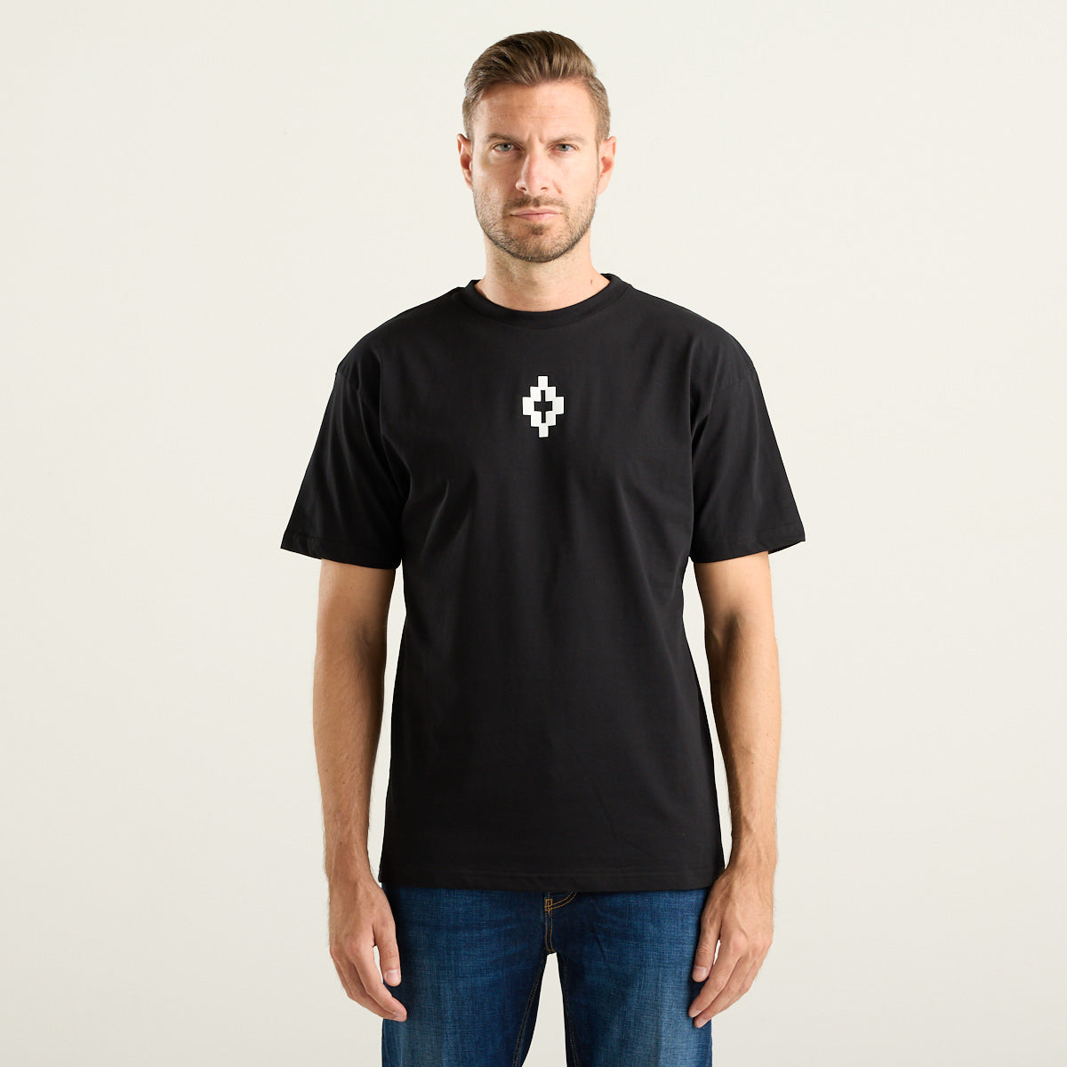 Marcelo Burlon Cross T-Shirt Uomo Nera con Maxi Logo