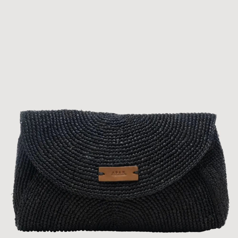 Afar borsa Samira tracolla in raffia nera