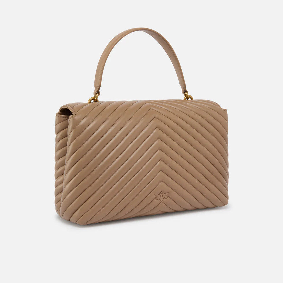 Pinko Big Lady Love Bag Puff Chevron tortora