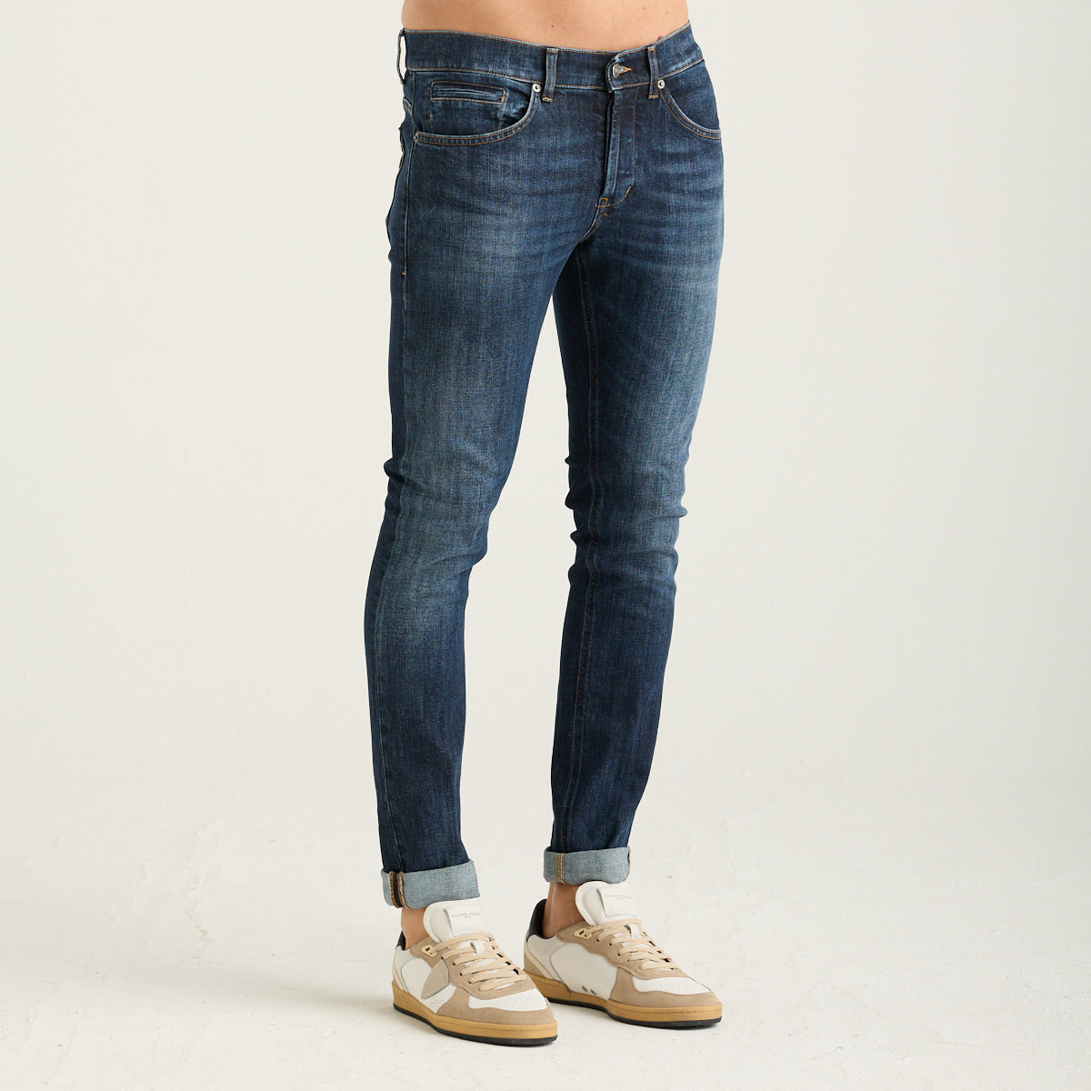 Dondup jeans george slim fit 5 tasche blu scuro