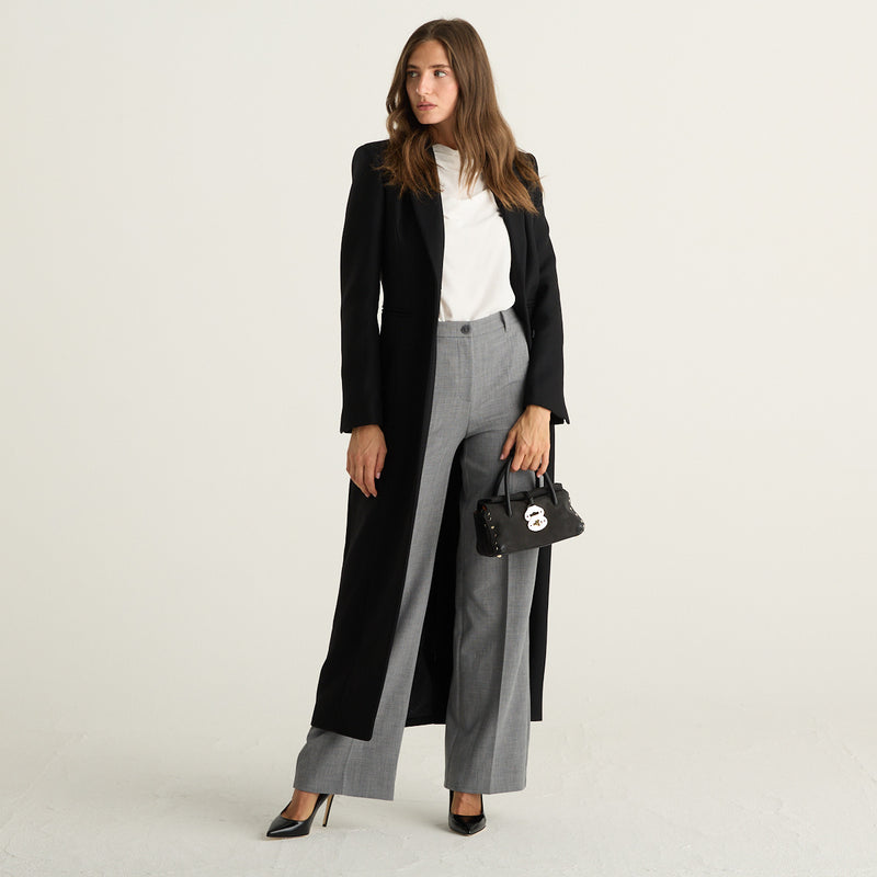 Patrizia Pepe cappotto donna lungo nero in misto lana e cashmere