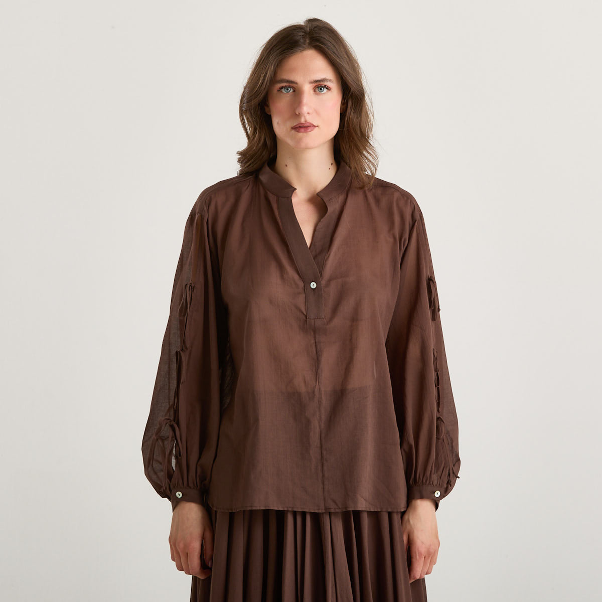Philia Loft camicia in tessuto marrone