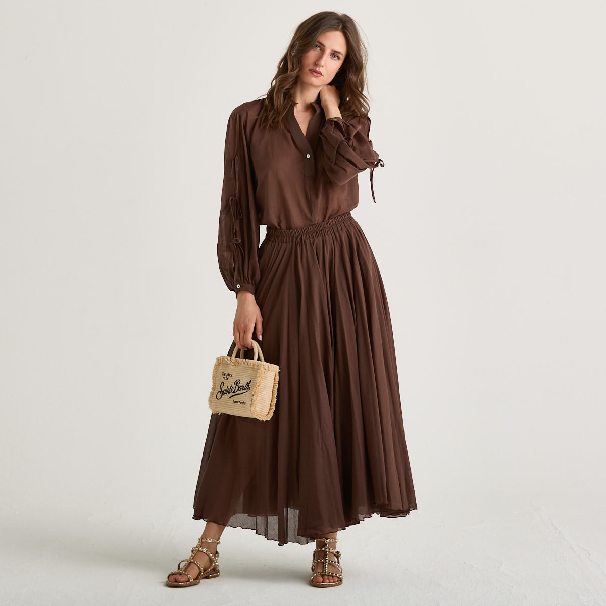 Philia Loft camicia in tessuto marrone