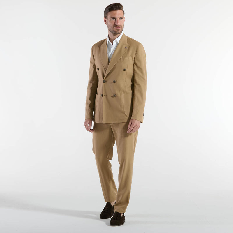 Bharnaba abito in misto lino nocciola