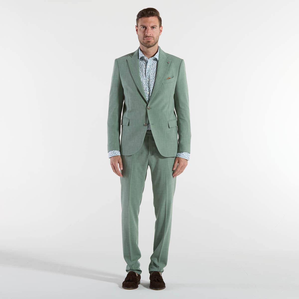 Bharnaba abito elegante in tessuto verde salvia