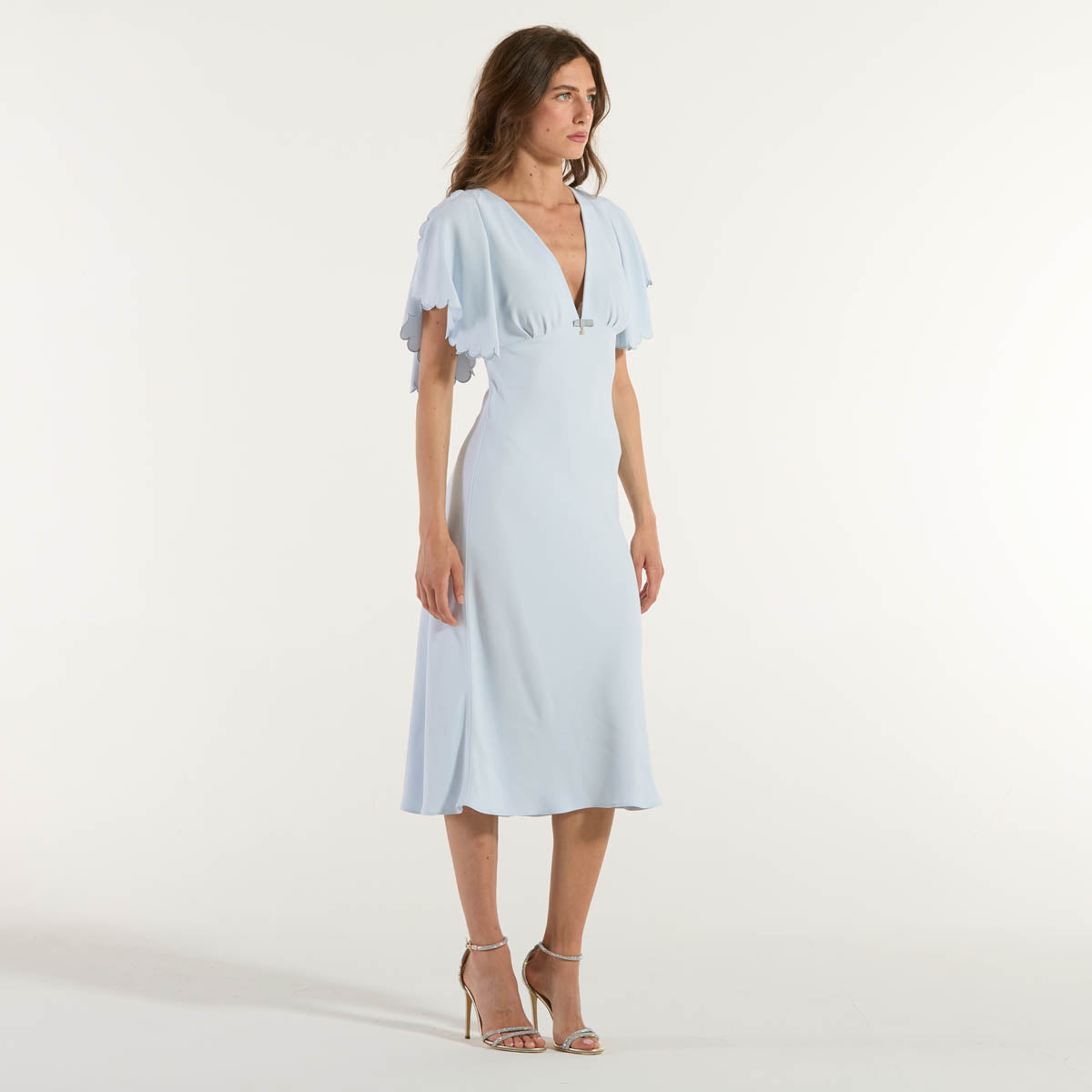 Elisabetta Franchi abito in crêpe leggero azzurro