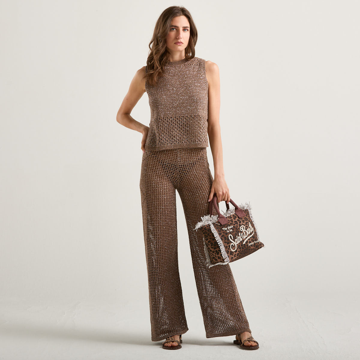 Mc2 Saint Barth canotta crochet mesh lurex