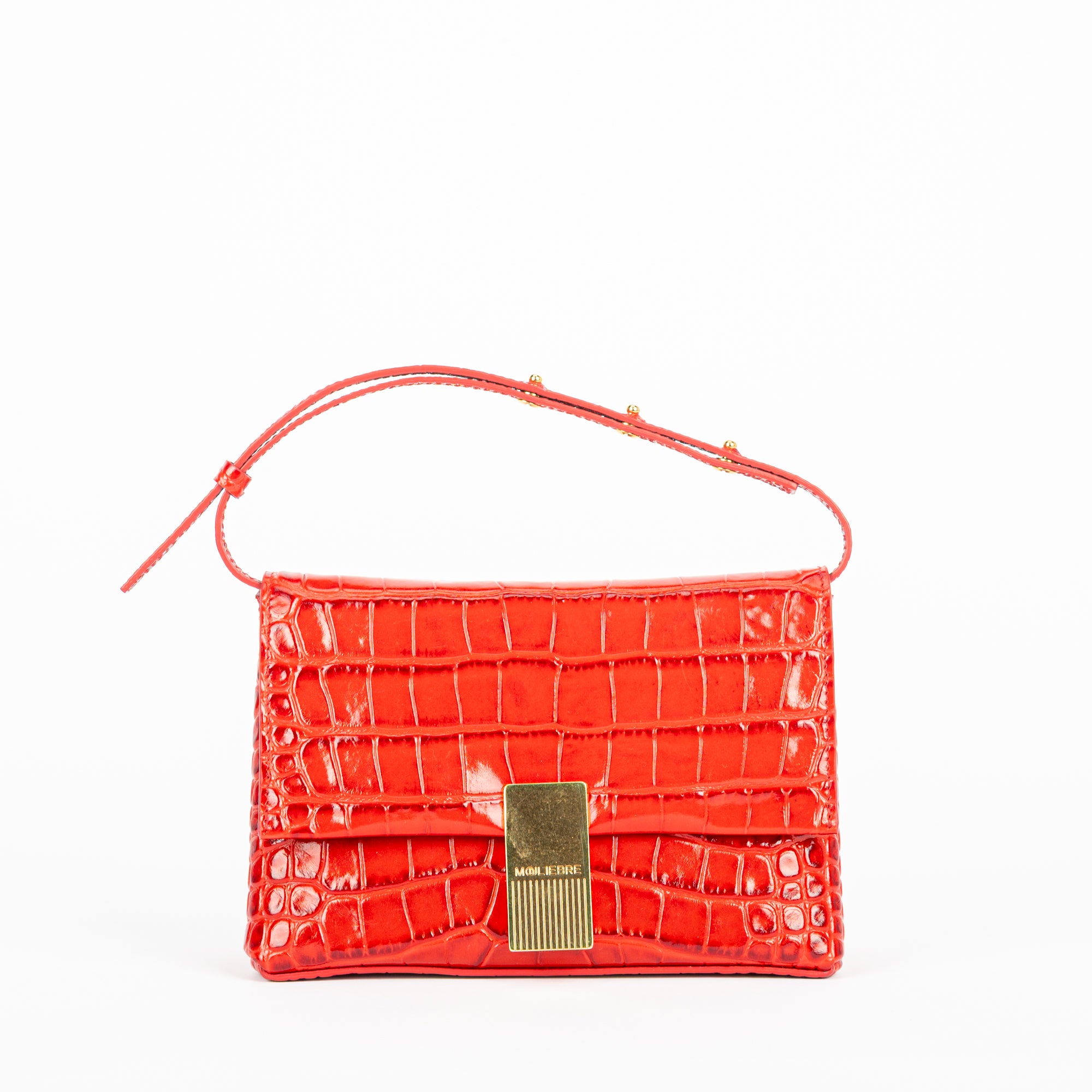 Mouliebre borsa in cocco stampato rossa