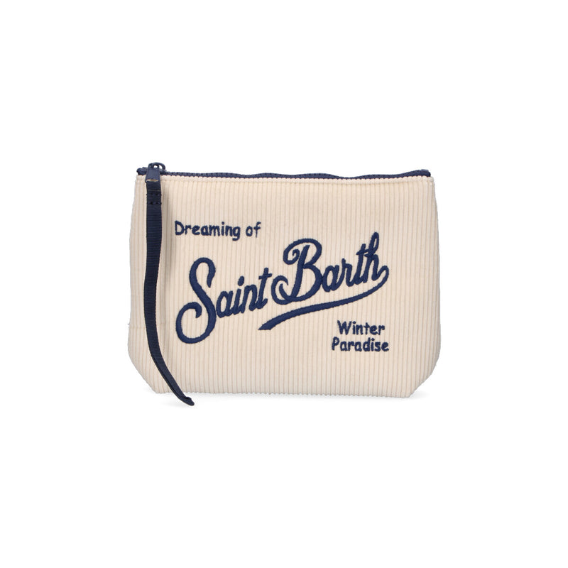 MC2 Saint Barth pochette Aline corduroy bianco blu