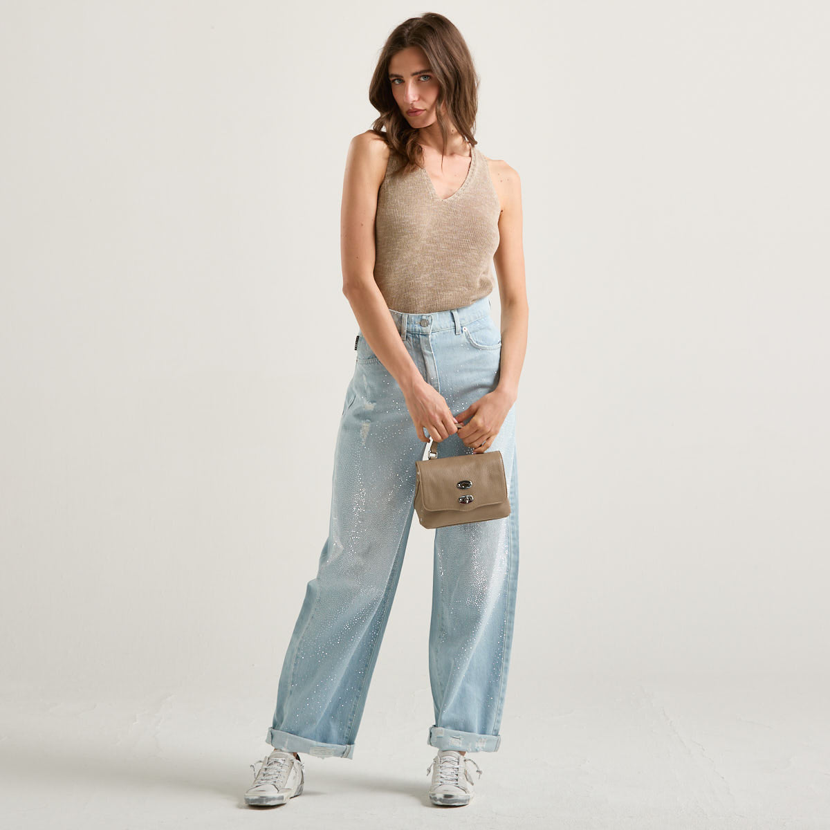 Souvenir canotta in maglia beige