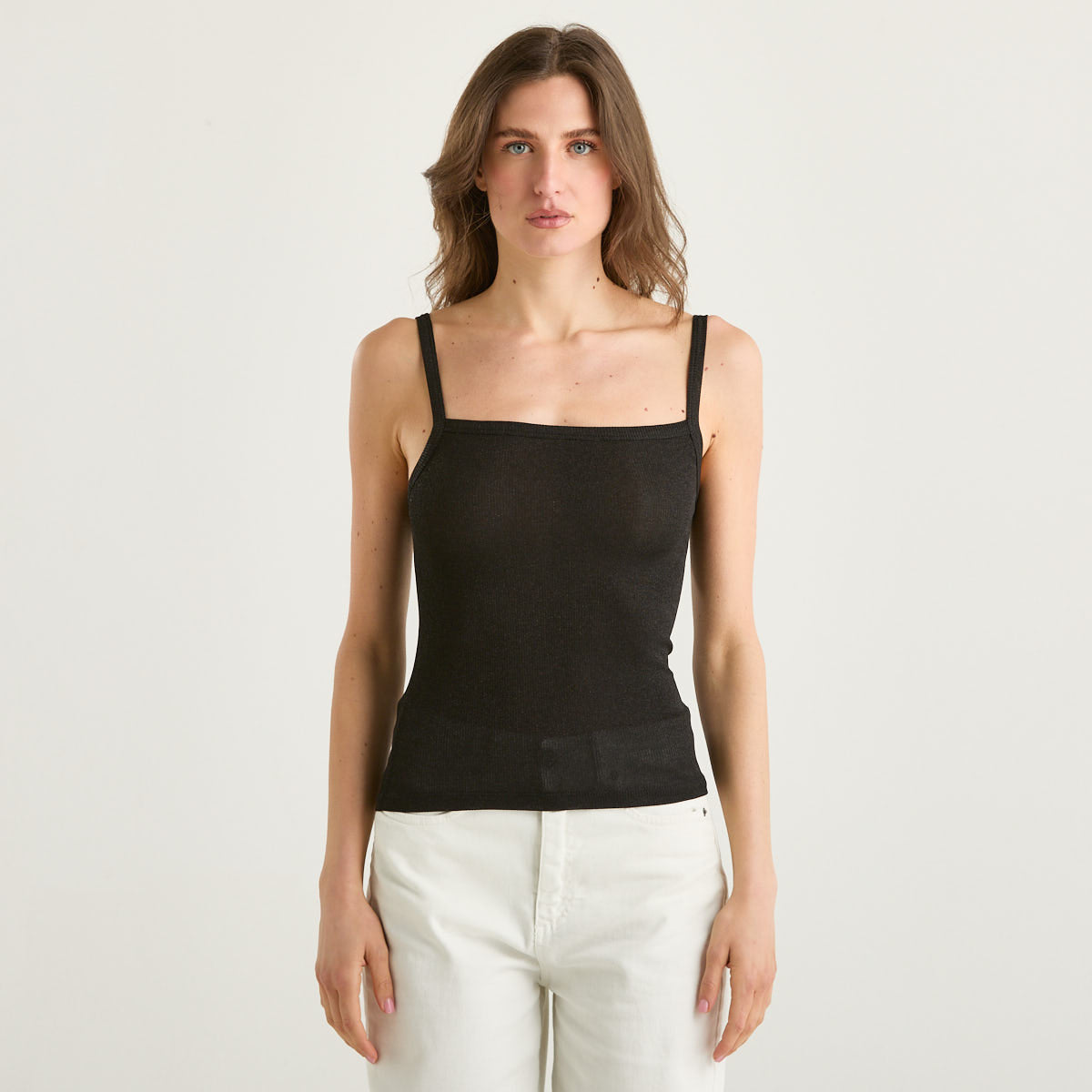 Souvenir canotta lurex in tessuto nero