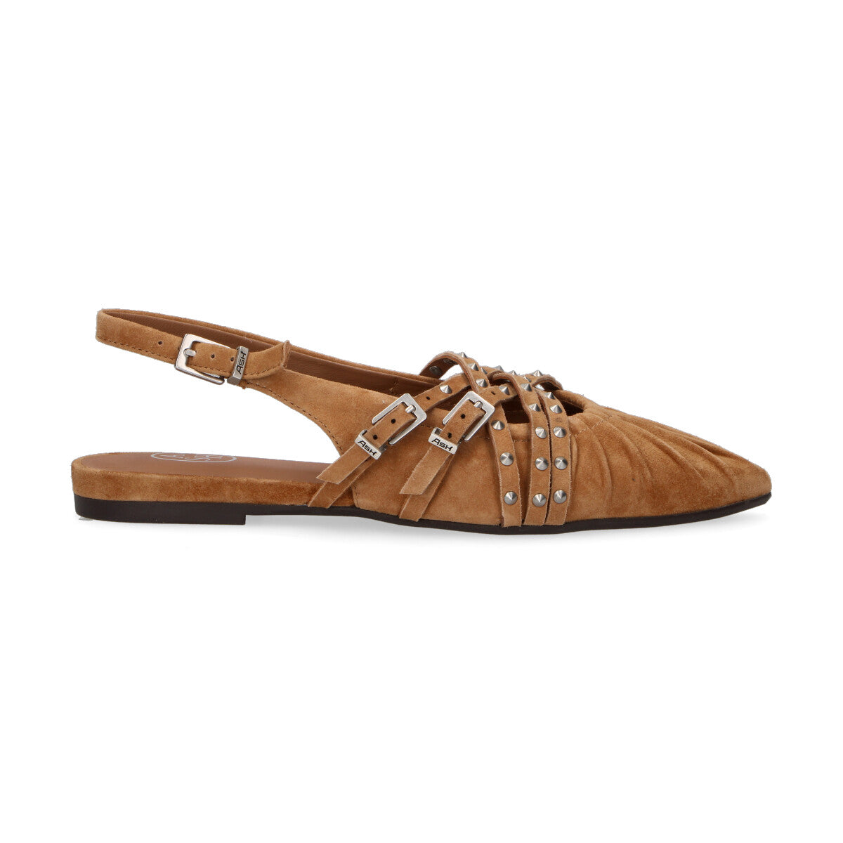 Ash chanel Bianca con borchie in camoscio beige