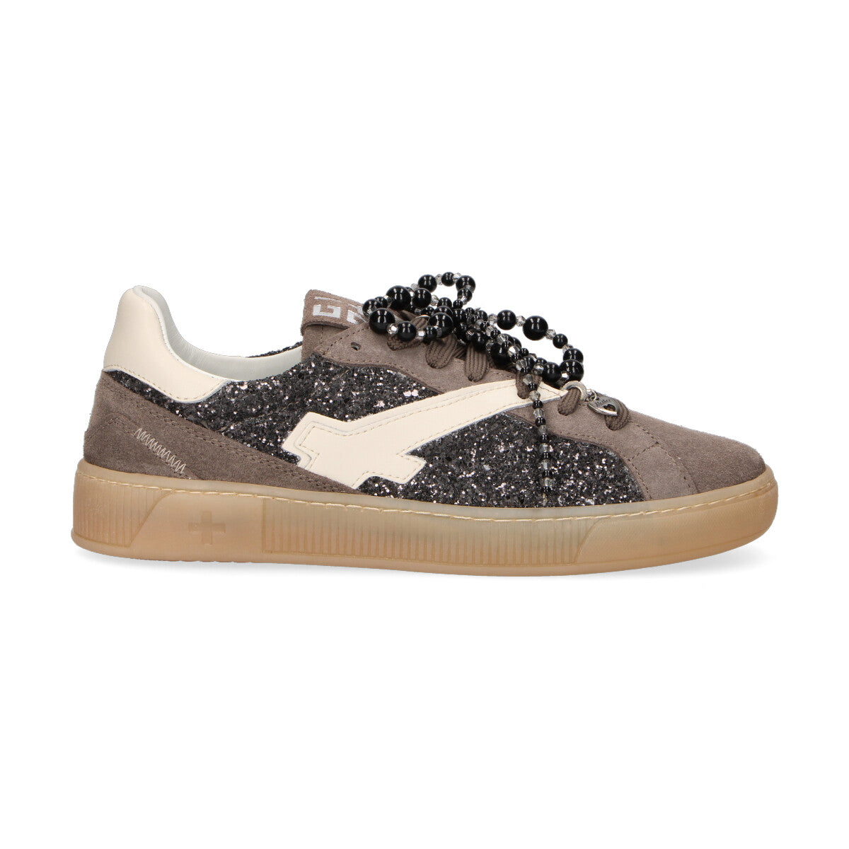 Gio+ sneaker Thea con glitter tortora