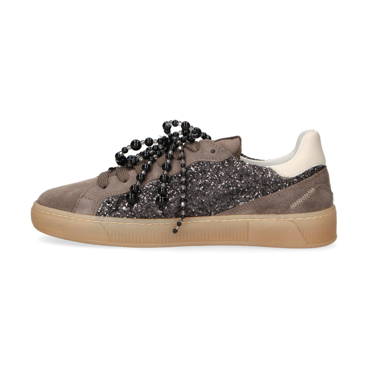 Gio+ sneaker Thea con glitter tortora