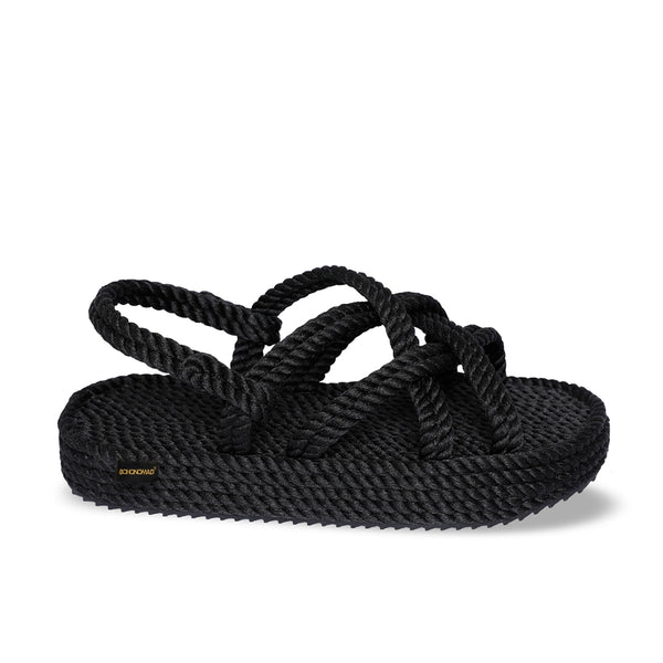 Bohonomad sandali con zeppa in corda nero