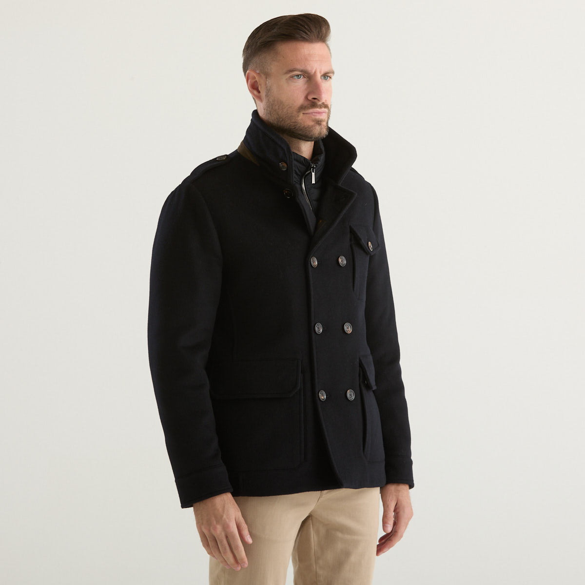 Moorer giaccone doppiopetto in tessuto blu