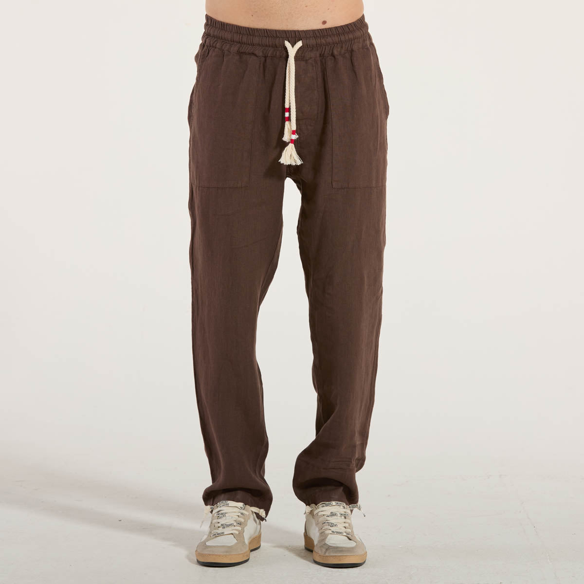 Mc2 Saint Barth pantalone calais lino marrone