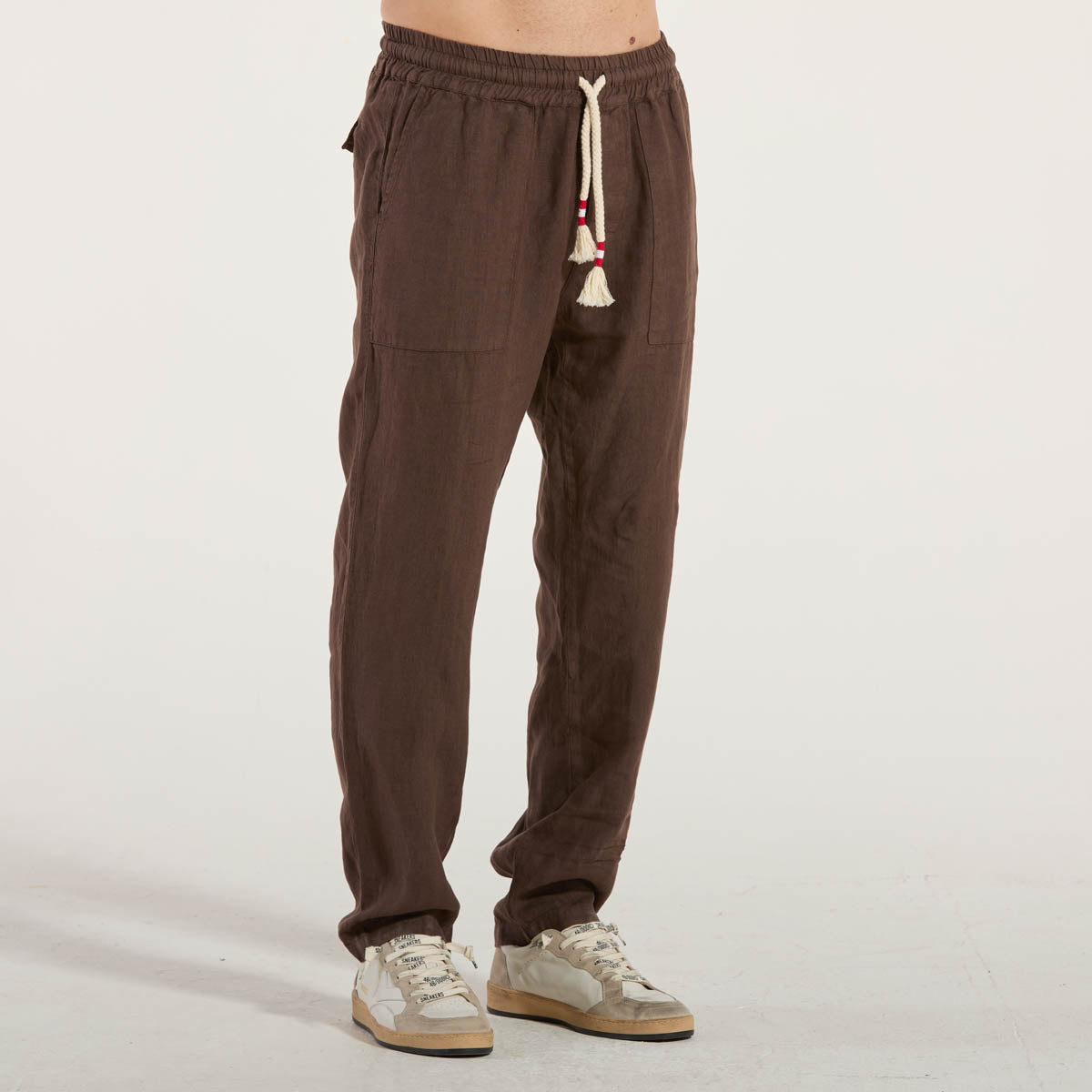 Mc2 Saint Barth pantalone calais lino marrone