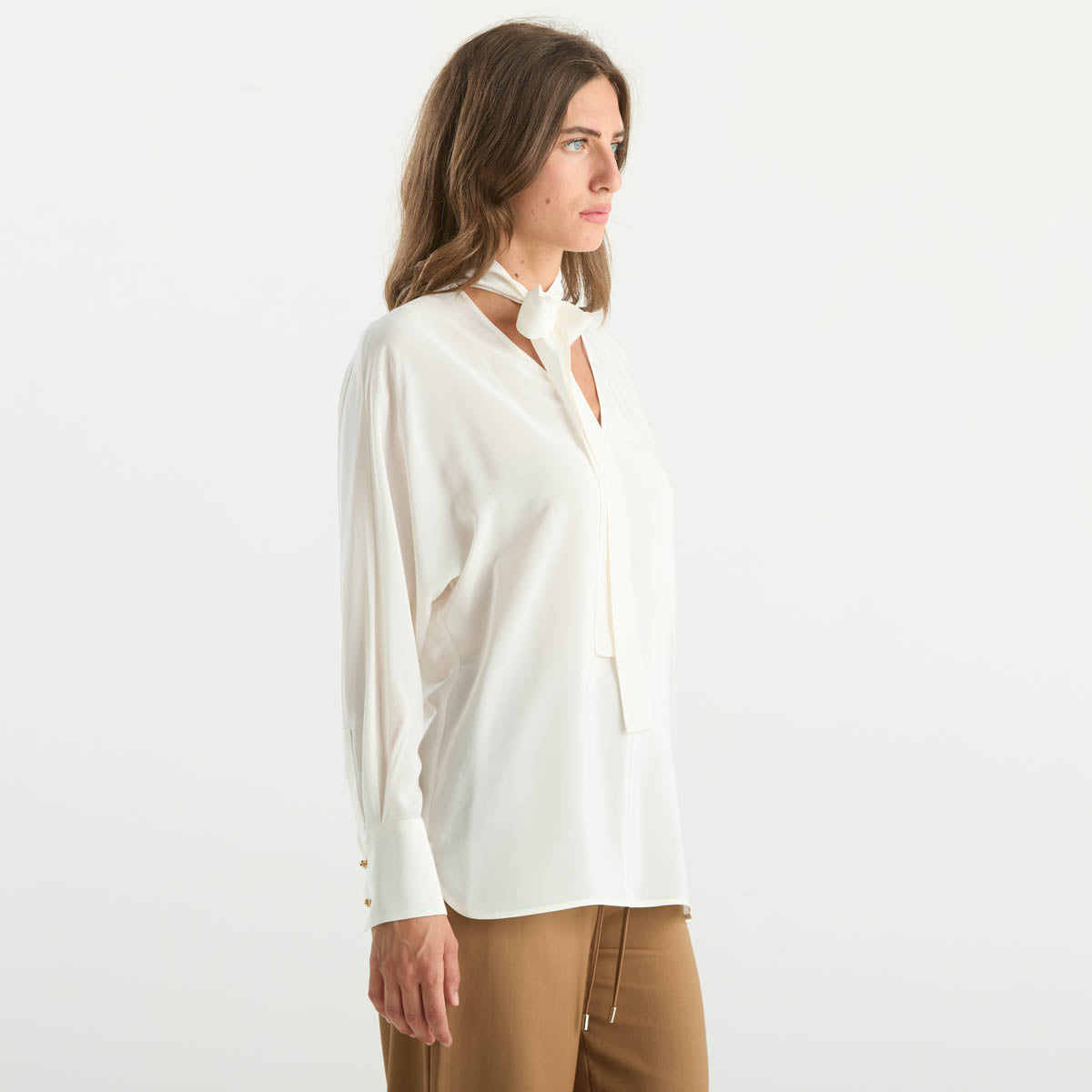 Maxmara camicia manica lunga in tessuto avorio