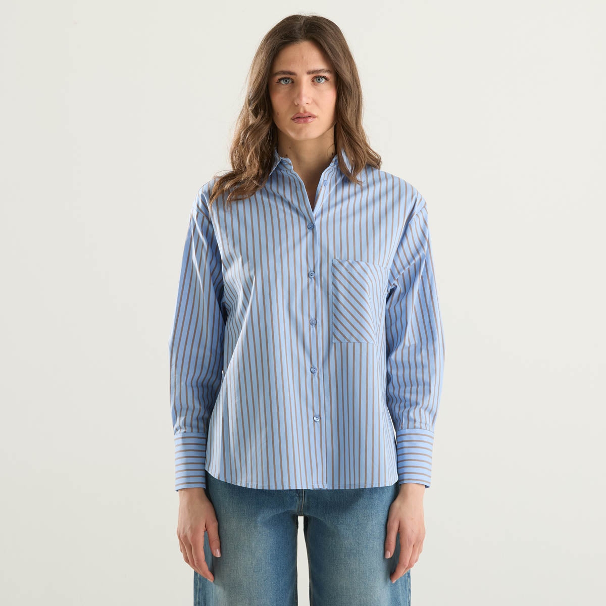 Haveone camicia in popeline di cotone a righe