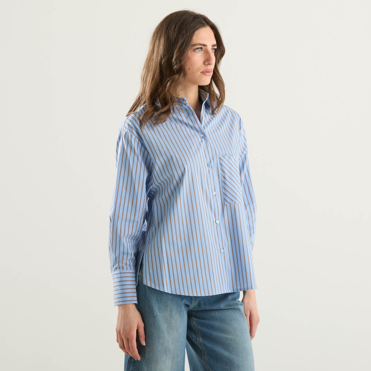 Haveone camicia in popeline di cotone a righe
