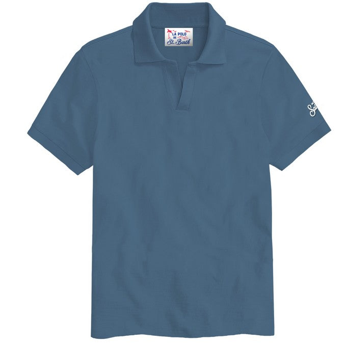 Mc2 Saint Barth polo charles tessuto dusty blue