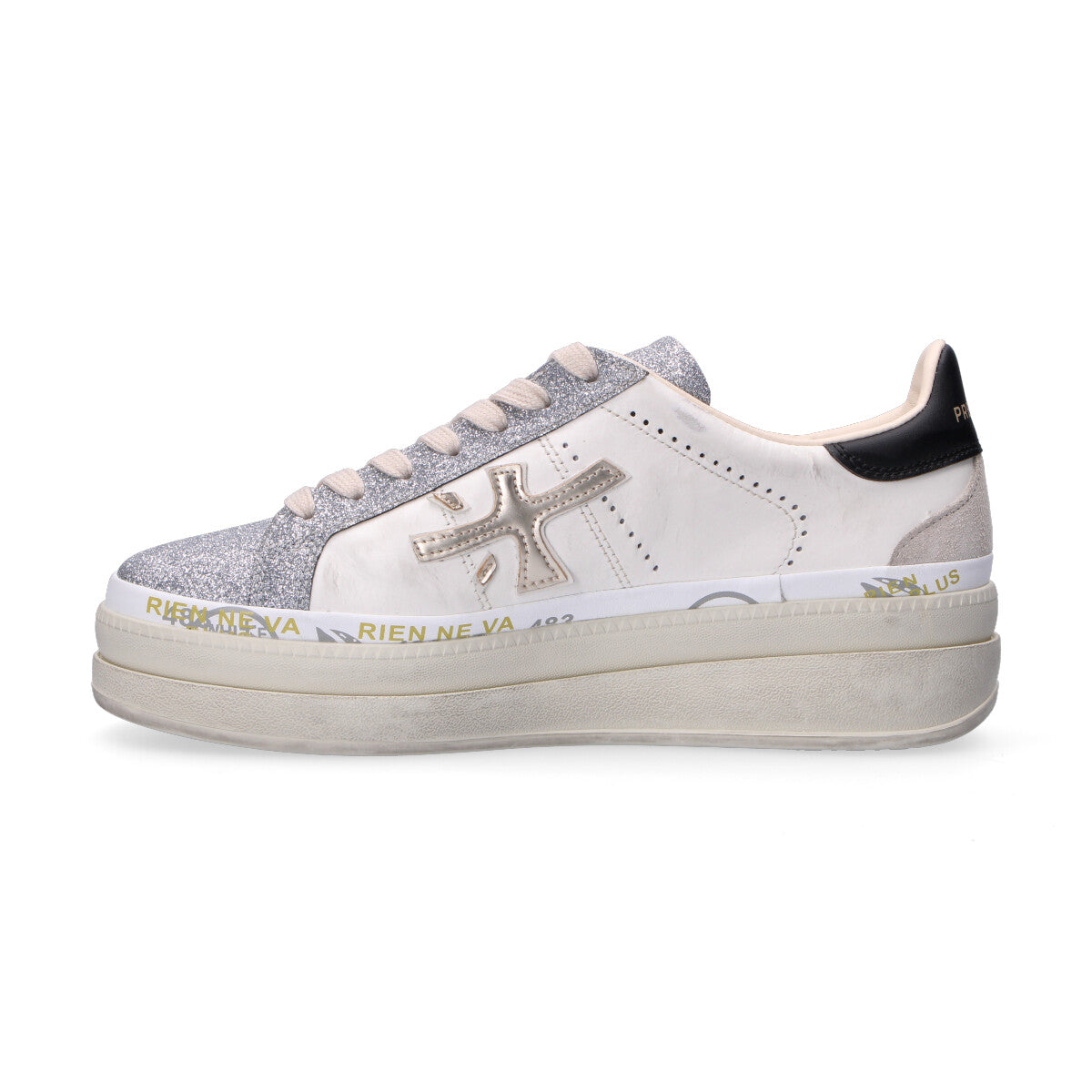 Premiata sneaker Claudia pelle bianca glitter