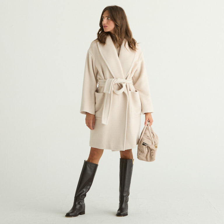 Maxmara cappotto cloruro in alpaca e lana mandorla