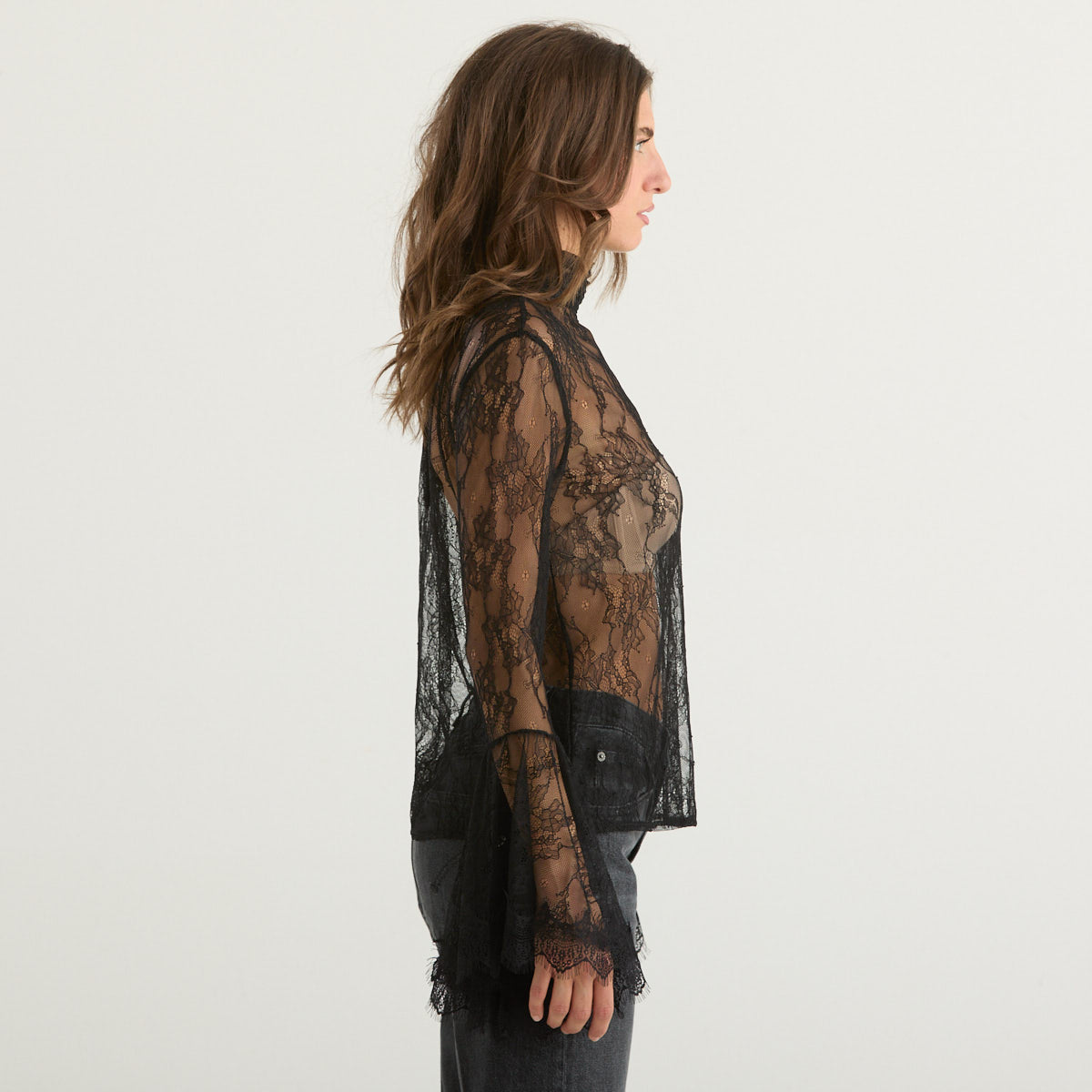 Haveone maglia in pizzo nera