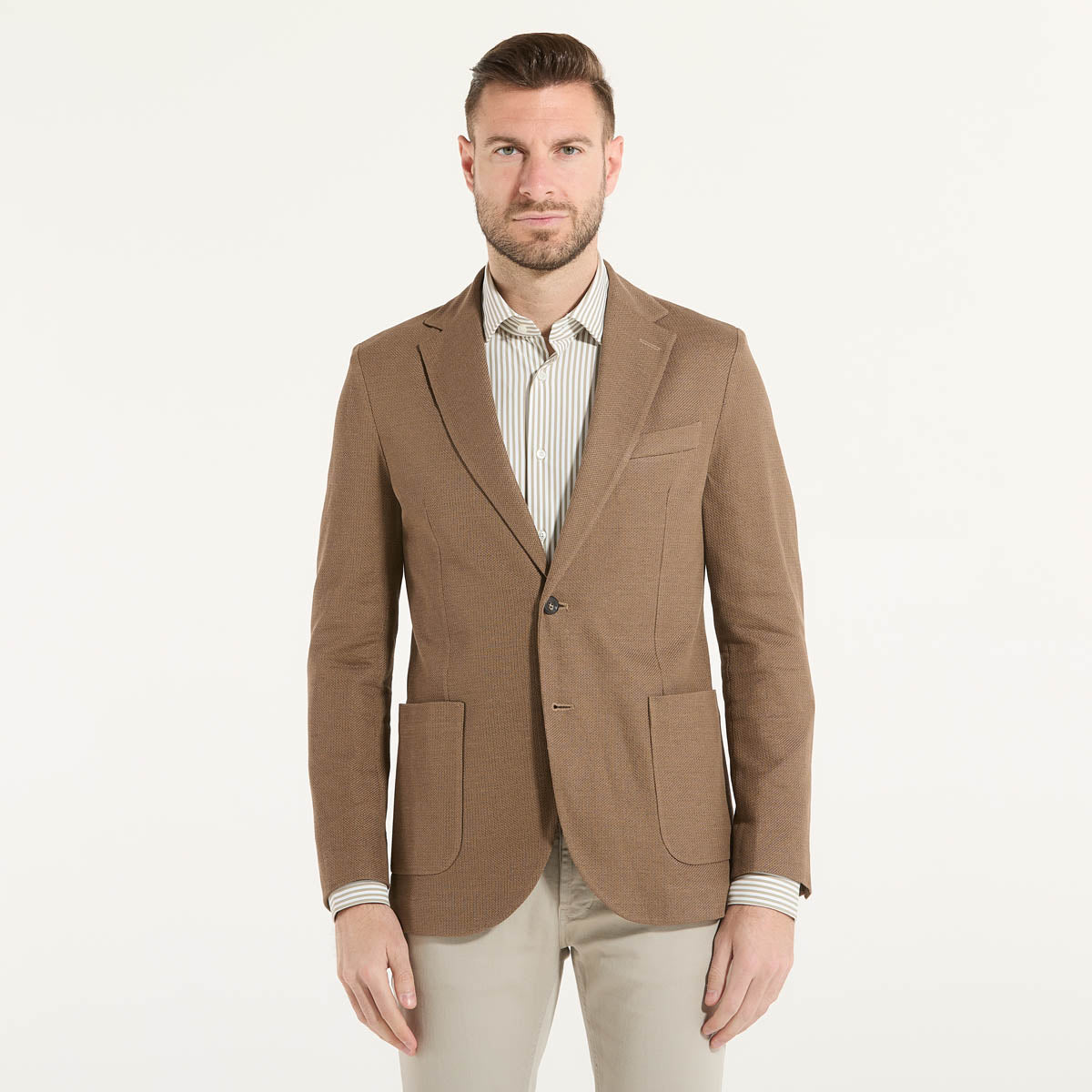 Circolo giacca monopetto in tessuto marrone