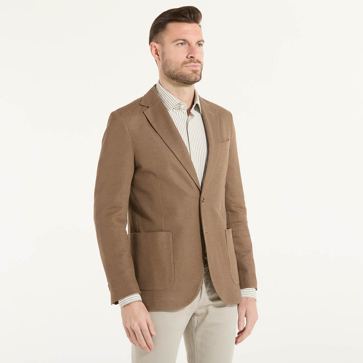 Circolo giacca monopetto in tessuto marrone