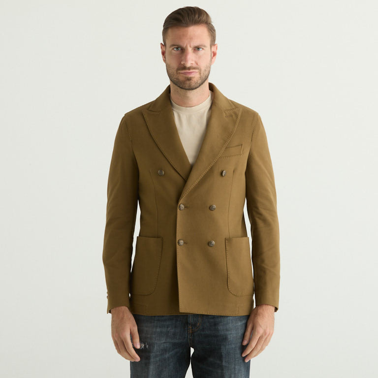 Circolo giacca doppiopetto in tessuto fango