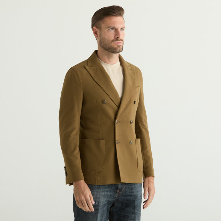 Circolo giacca doppiopetto in tessuto fango