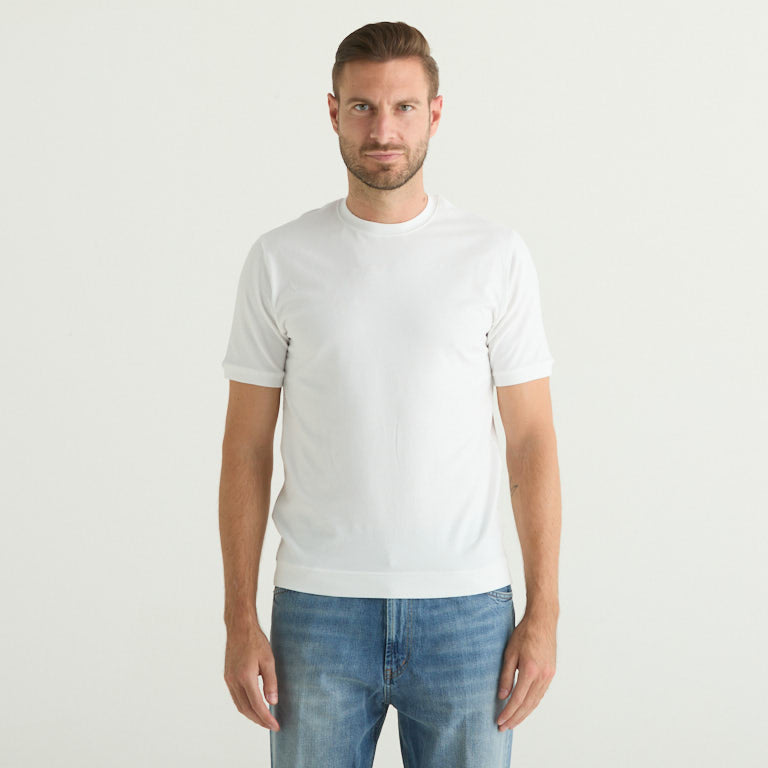 Circolo t-shirt girollo in tessuto bianco
