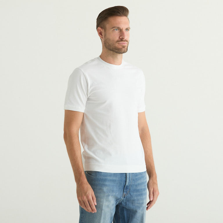 Circolo t-shirt girollo in tessuto bianco