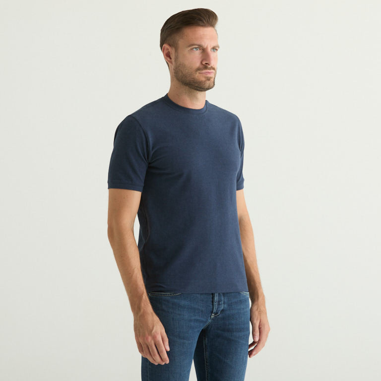 Circolo t-shirt girollo in tessuto blu