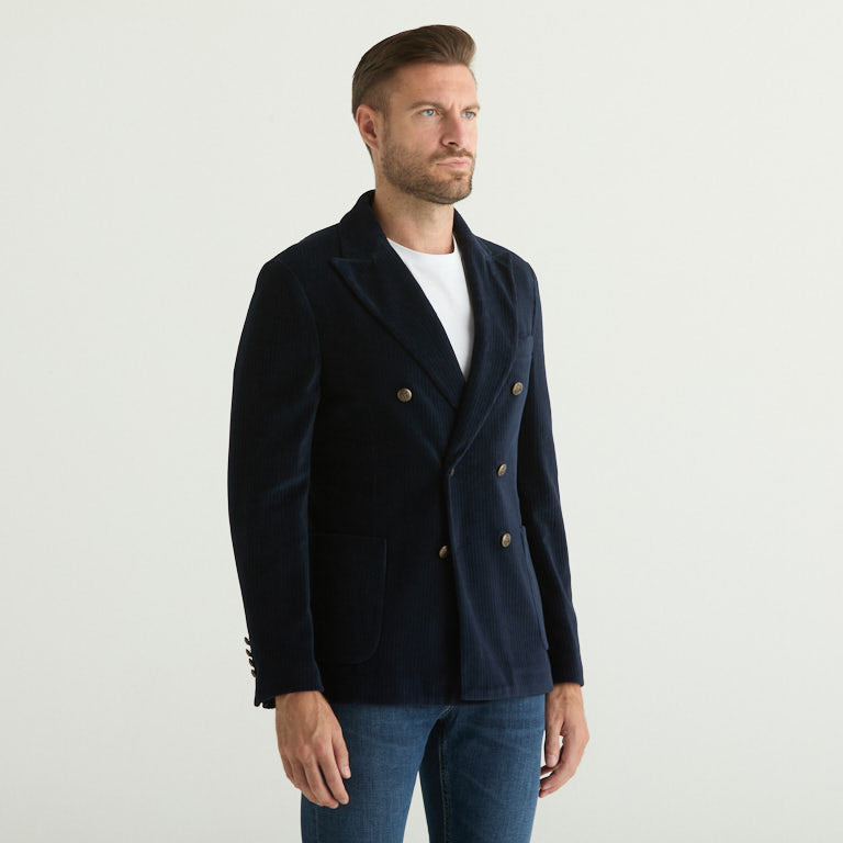 Circolo giacca in velluto a coste blu