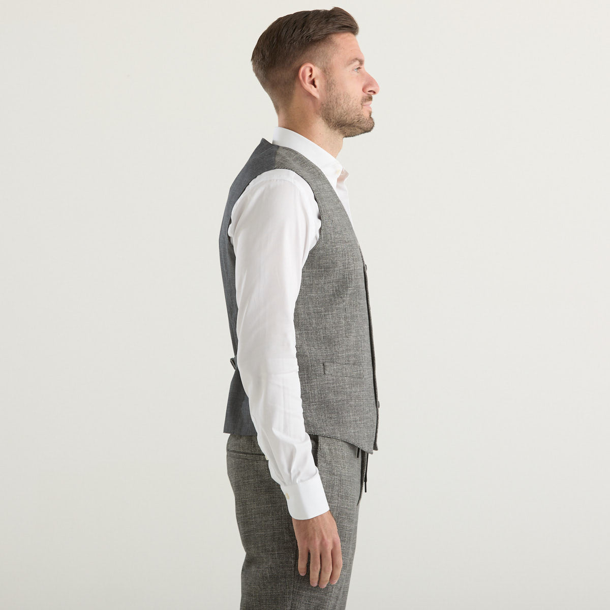 Circolo gilet in tessuto lavorato grigio