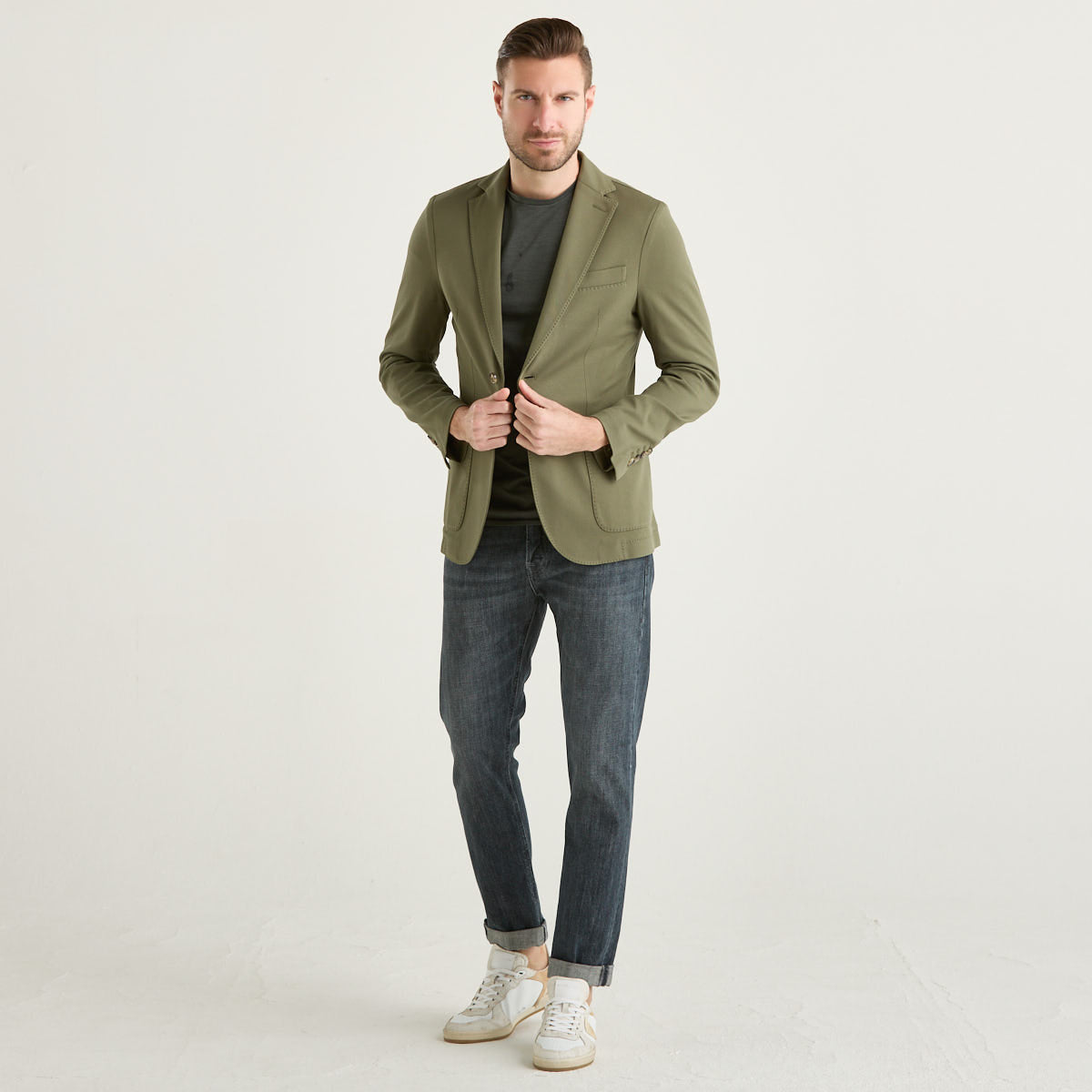 Circolo giacca monopetto in tessuto verde